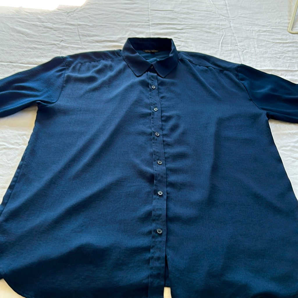 Navy Flowy Super Soft Button Down